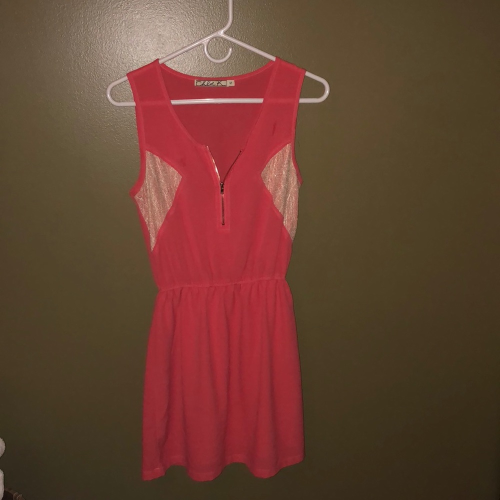 Chloe K Small coral zip dress